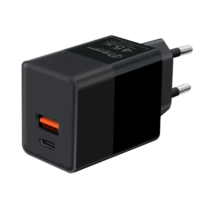 PD45CA GaN 45W charger with intelligent power reduction for Surface Pro, MacBook, and USB-C devices
